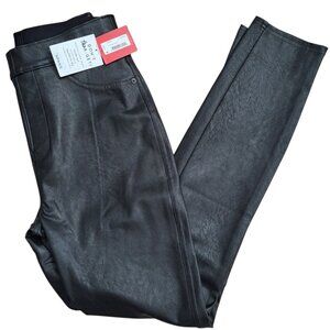 Spanx Women's Ankle Skinny Black Faux Leather pull on Moto Comfort Pants Small